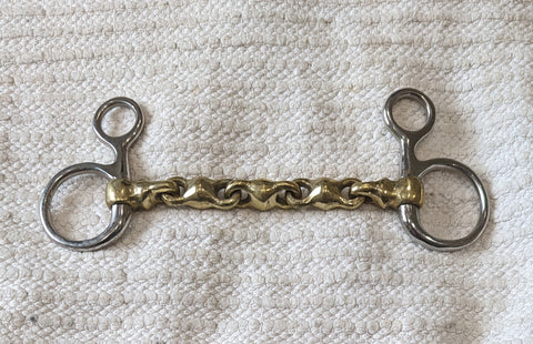 5.5" Hanging cheek snaffle, brass alloy waterford mouthpiece (2031)