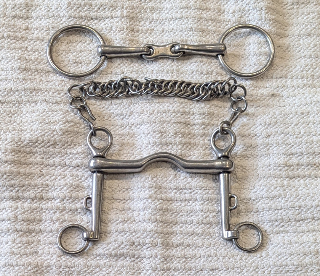 Korsteel Edelstahl French Link Half Cheek Bit – 5 Zoll, Grau, Für Pferde