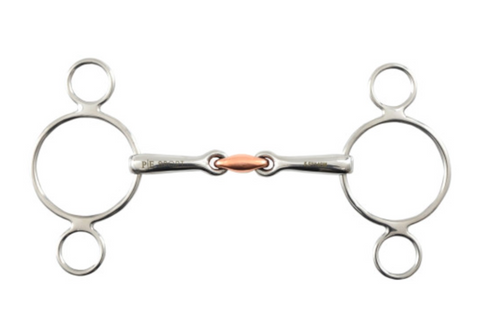 6" 2 ring dutch gag / continental gag with copper lozenge mouthpiece (2461)