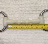 5" / 125 Happy mouth eggbutt fixed ring, ripple straight bar snaffle (2971)