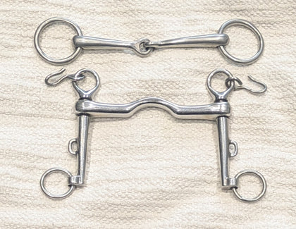 1 5" / 5.25" Double bit set, low port weymouth /  bradoon snaffle (2671)