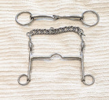 5.5 / 5.75" Double bit set, low port weymouth /  bradoon snaffle (2609)