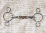 5" 2 ring dutch / continental gag (smaller rings), copper lozenge mouthpiece  (3017)