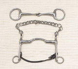 5.5 / 5.75" Double bit set, fixed cheek tongue relief / eggbutt bradoon snaffle (2610)