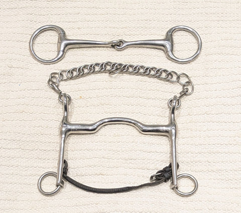 5.5 / 5.75" Double bit set, fixed cheek tongue relief / eggbutt bradoon snaffle (2610)