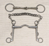 5.5 / 5.75" Double bit set, low port weymouth /  bradoon snaffle (2609)