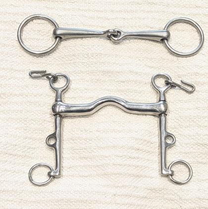 5.25" / 5.5" Double bits, sliding cheek weymouth / bradoon snaffle (2790)
